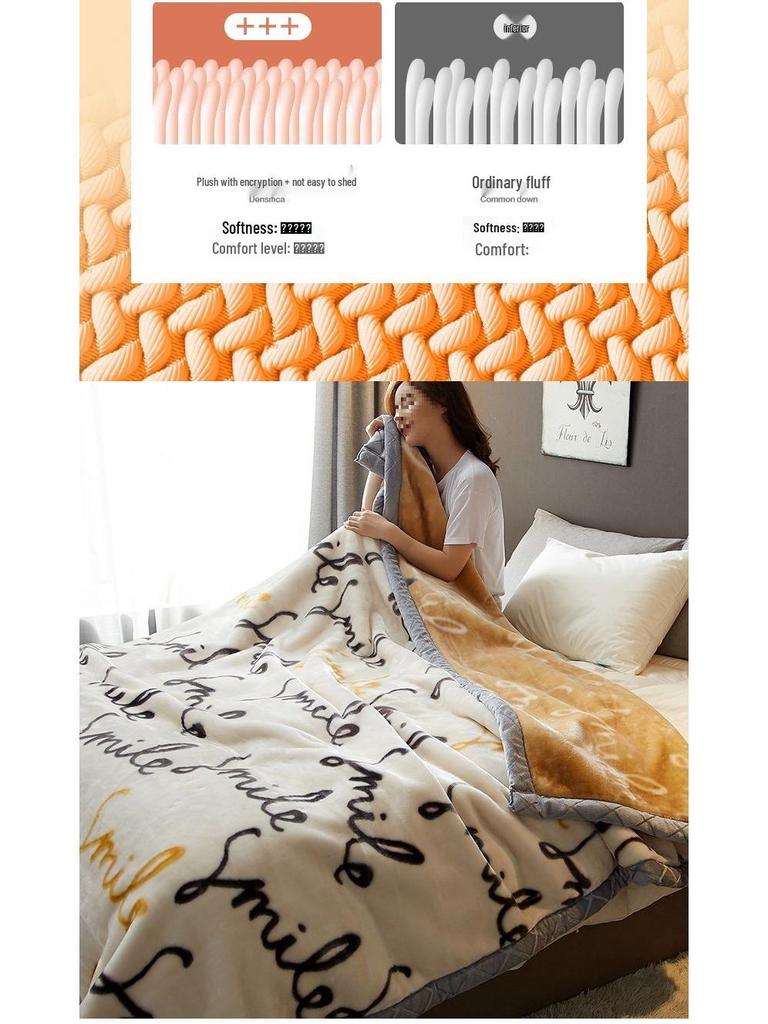 G5Z Thickened Raschel & Coral Flannel Winter Blanket for Dorms & Bedrooms