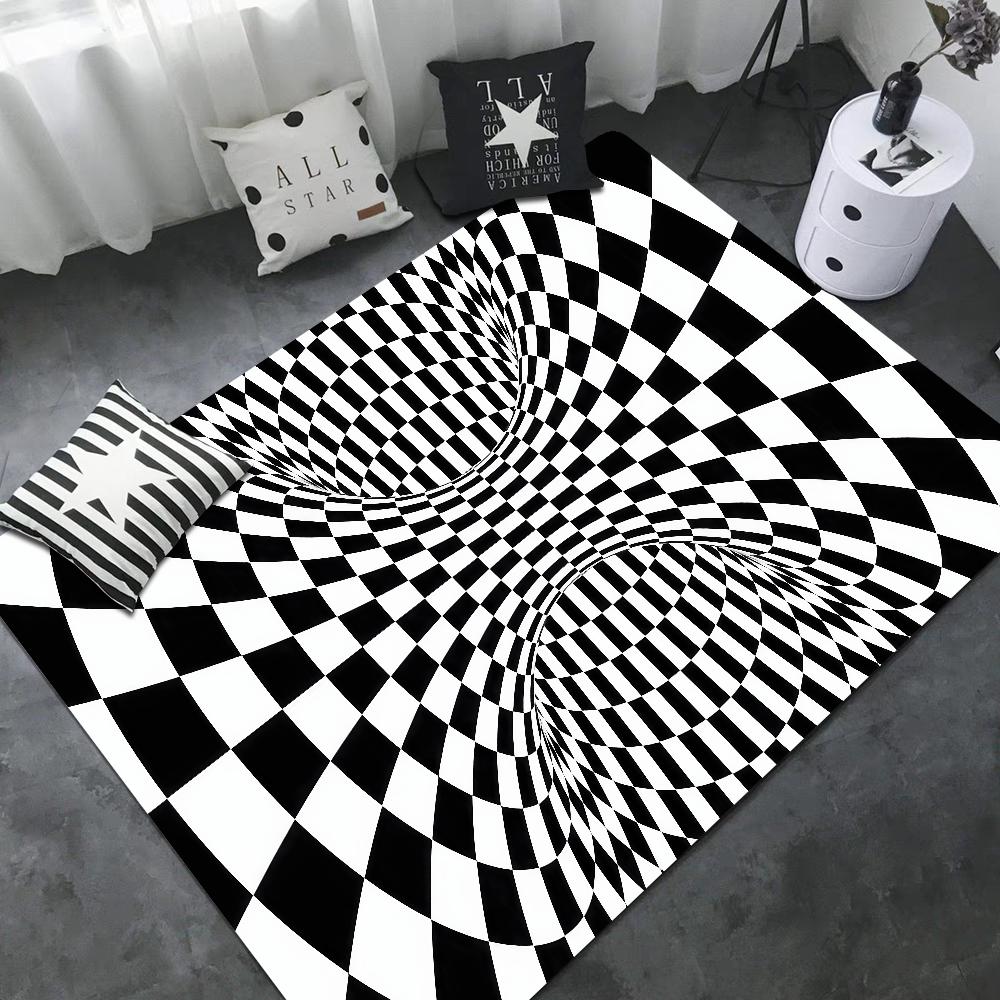 3D Vortex Illusion Fußmatte Waschbar Rutschfest Wohnzimmer Sofa Stühle Bereichsmatte Küche Fußmatte Bereichsteppich