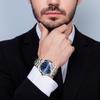 Watch Seiko Analog Copy Watch Men Glowing Date Day of the Week Waterproof Watch Easy To Read Dial Stainless Steel Level Adjustable Blue Men's Quartz