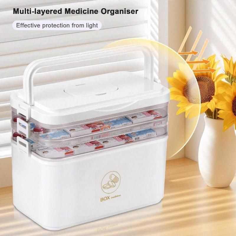 Portable Large Capacity Emergency Medical Kit Household Medicine Chest Multi-Layer Drug Storage First Aid Supplies Organizer