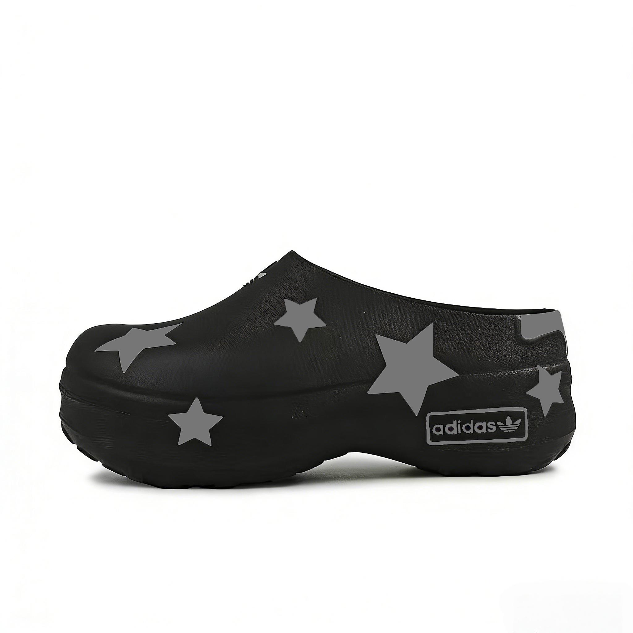 Adidas Originals AdiFOM Stan SmithMule EVA Graffiti Slip Resistant Closed Toe Slippers Women s Black Gray IE4626() 40½