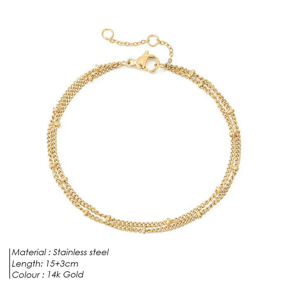 Simple Female Ball Chain Bracelet Jewelry New Layered Thin Beads Chain Bracelet For Women Leg Stainless Steel Chain