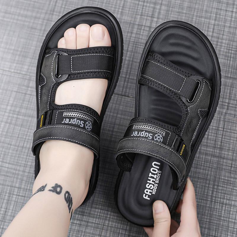 

Men High Quality Sandals Summer Outdoor Beach Shoes Casual Beach Hiking Sandalen Non Slip Zapatillas Hombre Water Shoes 44 серый