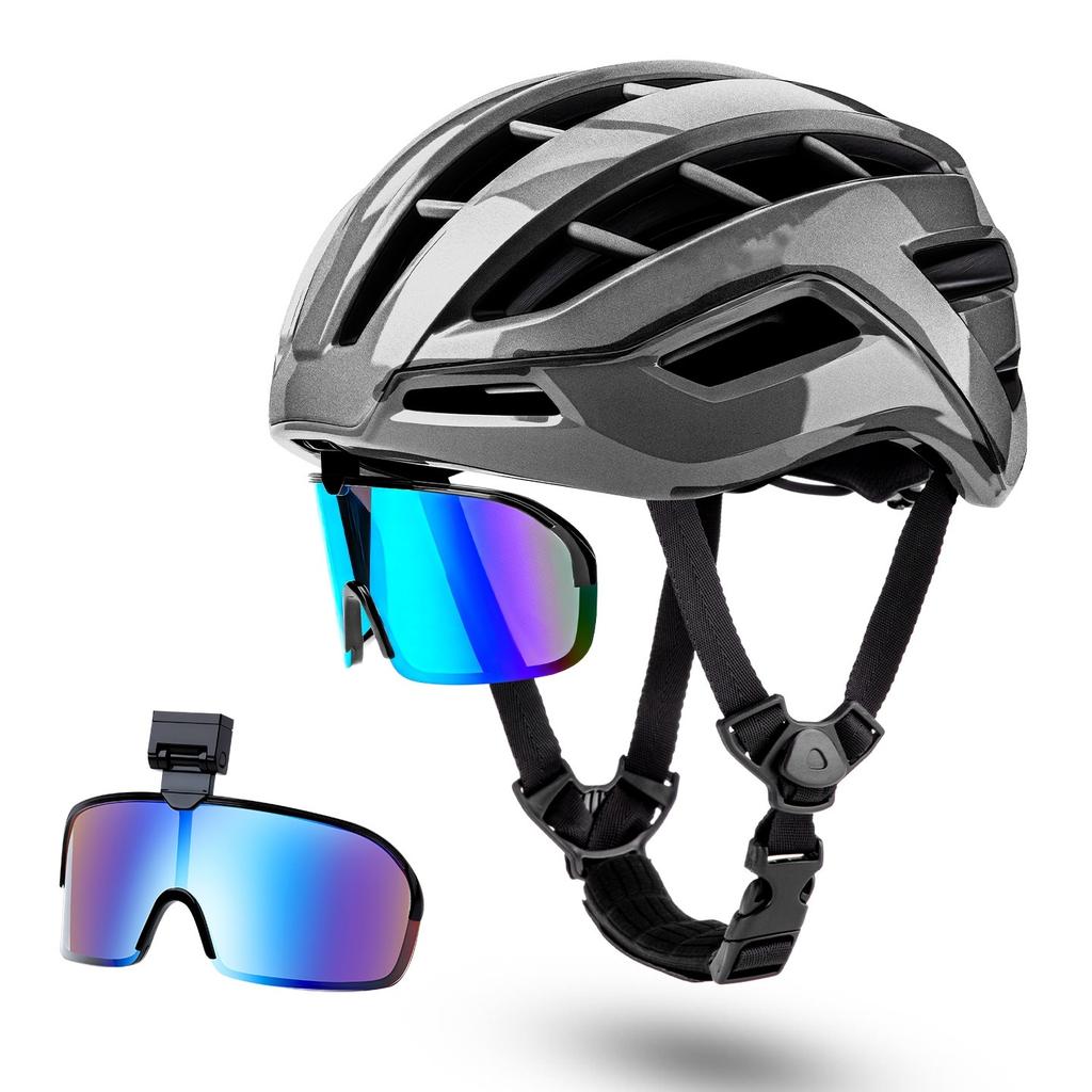 Sport Bicycle Helmet with Magnetic Goggles for Cycling Road Mountain Bike Outdoor Riding Safety Durable PC+EPS Unisex Adult