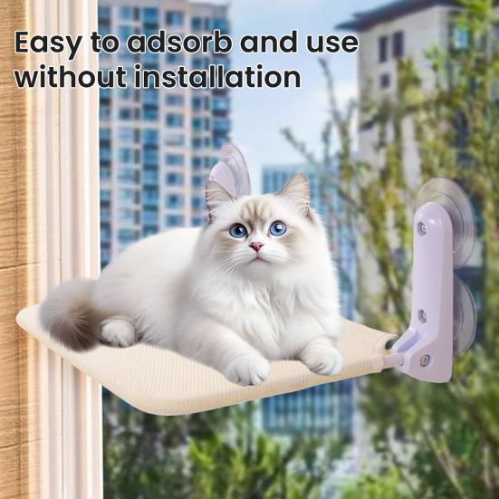 Kabelloser Katzenfensterliegeplatz Katzenhängematte mit 4 Saugnäpfen Faltbares Katzenhängemattenbett mit waschbarem Netzbezug für Wohnungskatzen