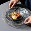 Artisan Japanese Glass Plate: Gold-Edged, Hand-Painted, Irregular Design for Western Cuisine, Fruits & Salads.