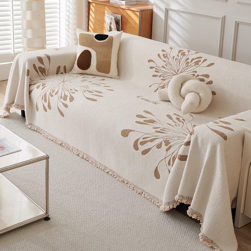 Autumn Winter Thick Solid Color Plush Sofa Towel Sofa Cover Cloth White Sofa Cover Non-Slip One-Piece Cover Towel