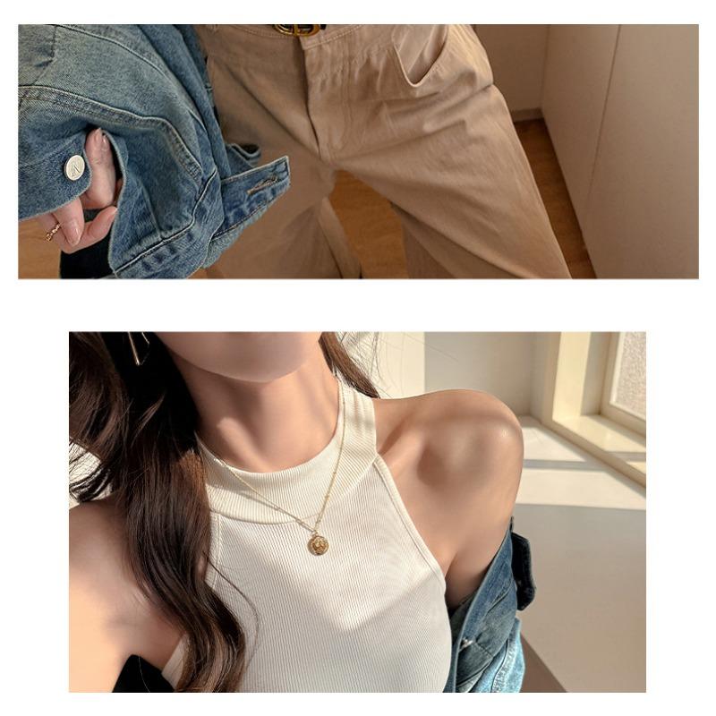 Round Neck Sleeveless Sexy Spring and Summer Camisole Tops for Women