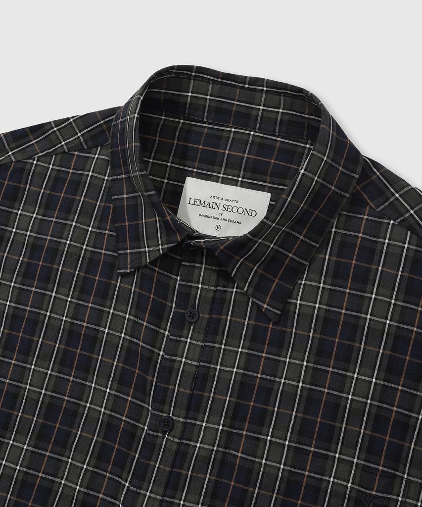 LEMAIN SECOND Retro Oversized Cotton Flannel Pocket Check Shirt [Green]