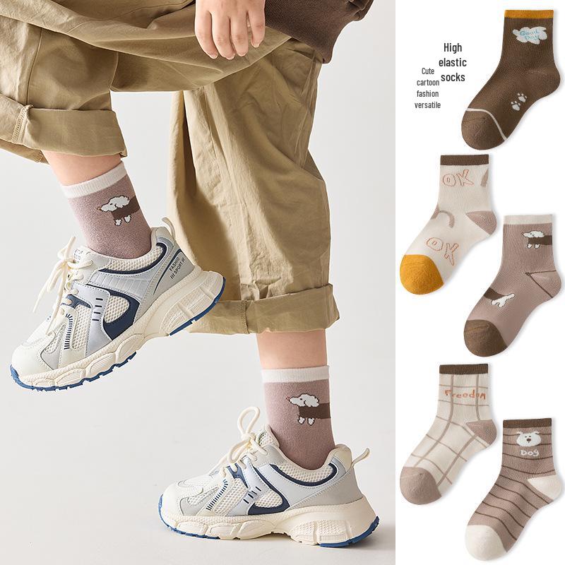 Spring-less Mid-Calf Kids' Socks for Boys & Girls (6-12 Years) - Baby Cotton Socks for Spring & Autumn