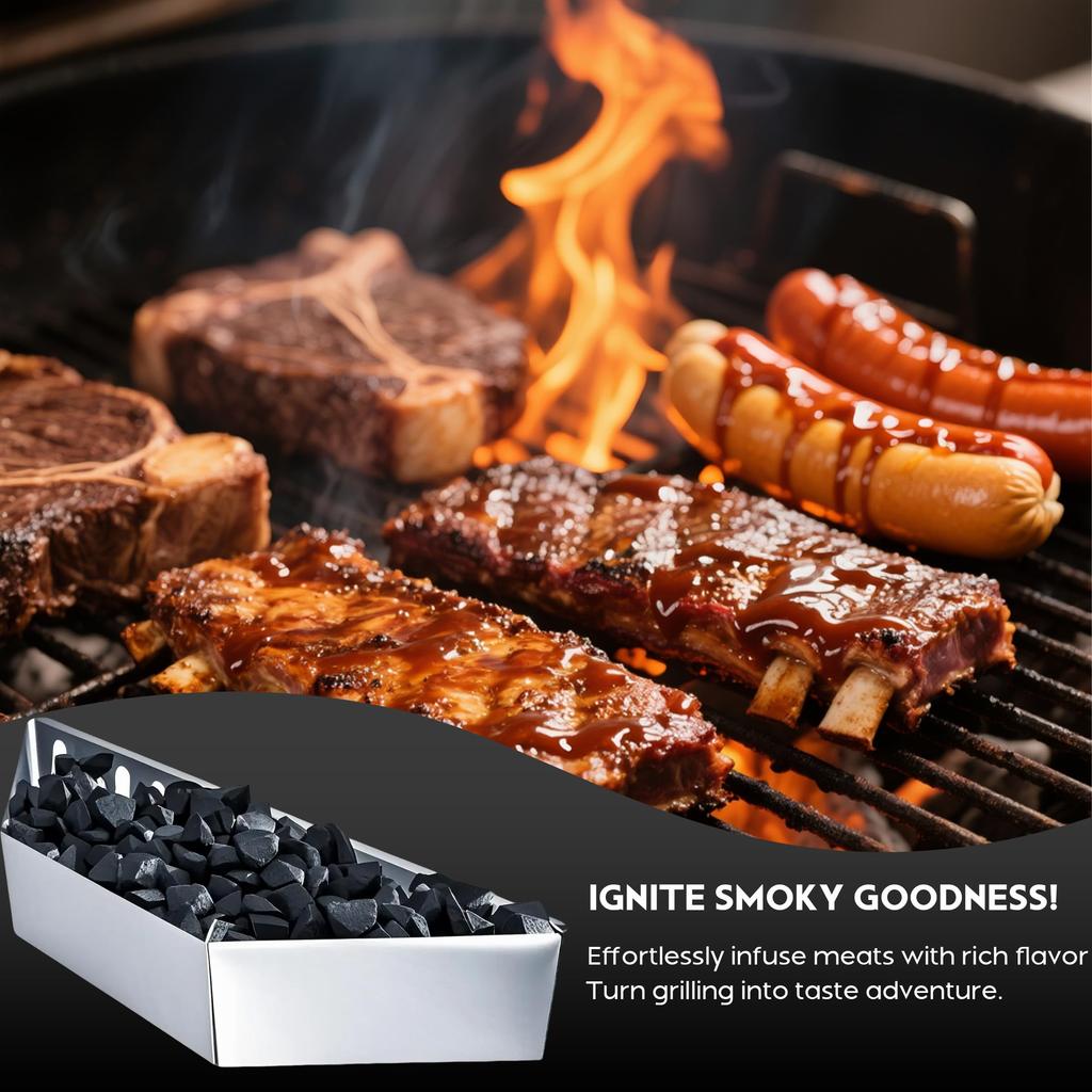 2-piece Set Charcoal Grill Basket Wood Chip Smoker Basket Fruitwood Charcoal Grill Basket Outdoor Bbq Smoker Box And Heater