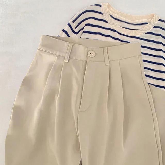 High Waist Women Suit Pants Fall Straight Office Ladies Korean Fashion Trousers Casual Button Loose Female High-waisted Trousers Casual Suit Pants