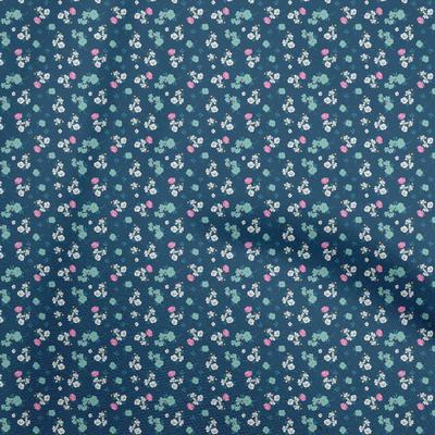 Cotton Flex Blue Fabric Floral Ditsy Fabric For Sewing Printed Craft Fabric By The Yard 40 Inch