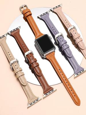 Watchband Slim Leather Strap for Apple Watch Band 44mm 40mm/ultra-2 49mm 41mm/45mm 38 42 44 45 Mm Bracelet iWatch Series 9 7 8 SE 6 5 4 3