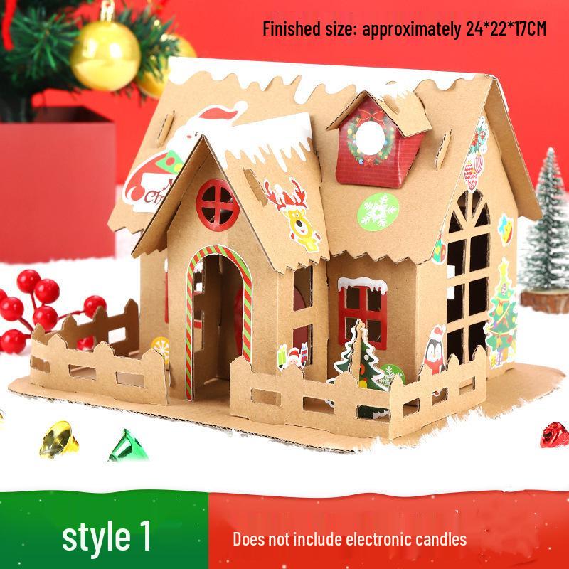 Luminous DIY Gingerbread Snow House Kit for Kids - Handmade Christmas Decoration