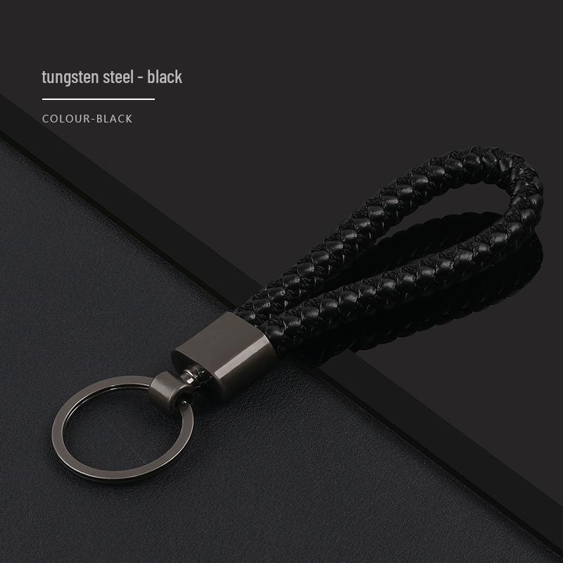 Men s Practical Woven Leather Keyring - Creative Thickened Rope Bag Pendant