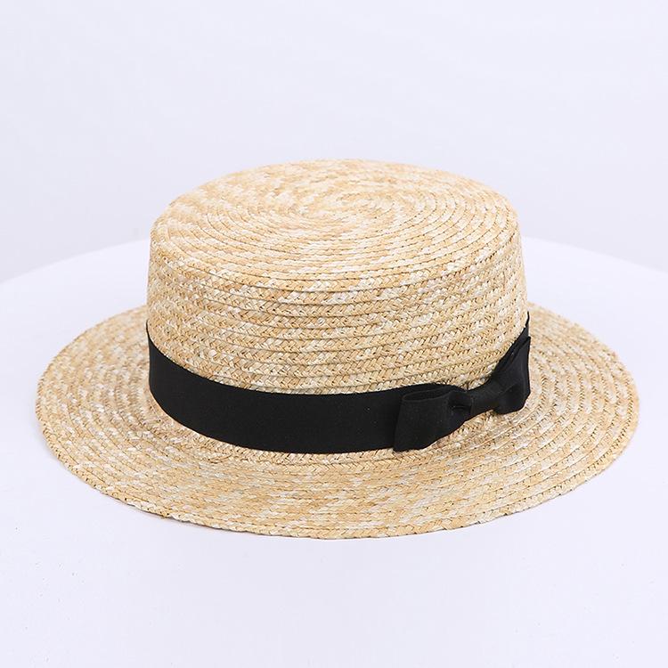 Japanese flat-top straw straw hat summer sun protection sun hat children's Korean version fashion versatile travel beach hat