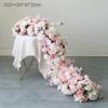 UFlower 200cm Artificial Red Hydrangea Flowers Row Runner for Wedding Backdrop Table Centerpiece Party Decor Event Wall Props
