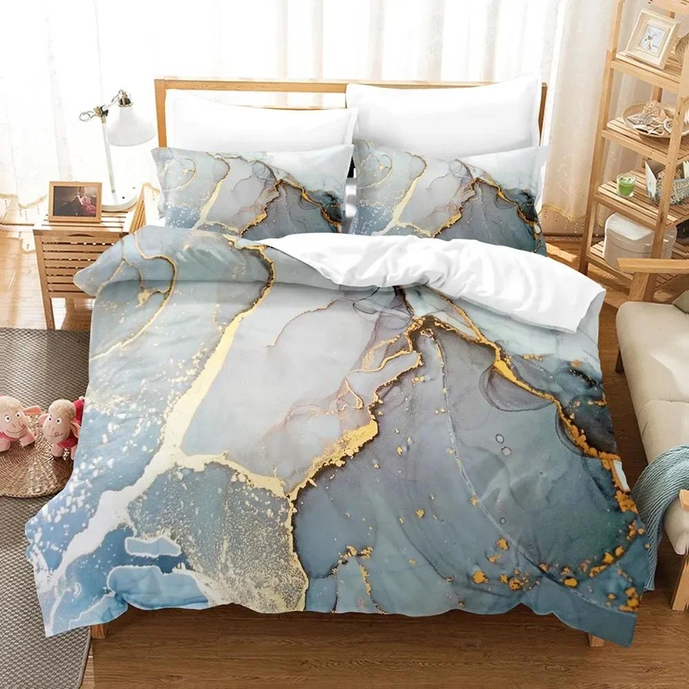 Purple Marble Comfortable Duvet Quilt Cover Pillowcase Bedding Set Children Bedroom Decoration Home Textile