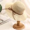 New Paper Straw Handmade Crochet Bucket Hat For Women Wide Brim Belt Foldable Summer Sunshade Breathable Beach Fisherman Cap