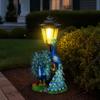 Outdoor Yard Art Decorations Peacock Solar Light Decor, Garden Statue with Lantern for Powered Patio Ornaments Lawn Pathway Landscape Decoration,