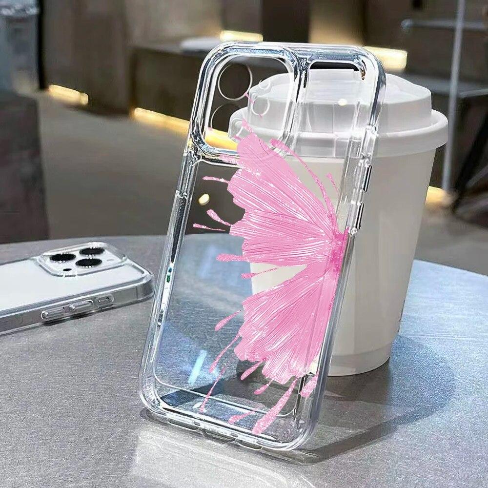 Butterfly Clear Phone Case For iPhone 15 Pro Case iPhone 13 11 12 14 Pro Max XS XR X 7 8 Plus Transparent Soft Shockproof Cover