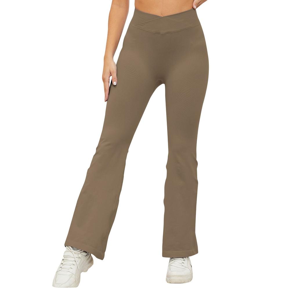 Women's Flared Cross Waist Tummy Tucking Hip Lifting Fitness Running Sports Casual Yoga Pants