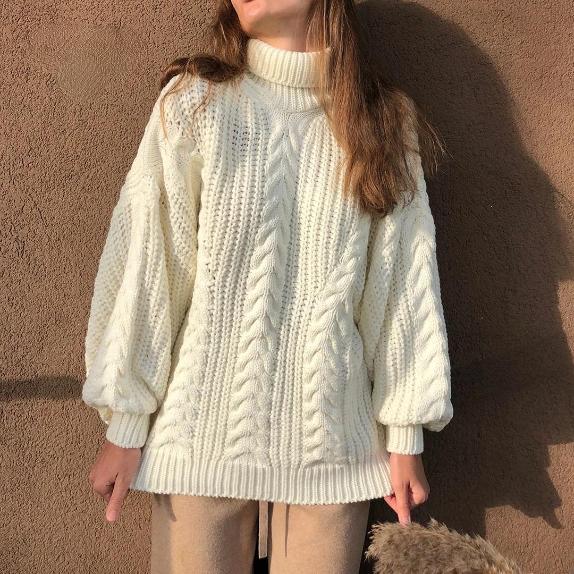 

Женские свитера с высоким воротником, высокое качество, осень-зима 2023, джемперы, европейский свитер с рукавами-фонариками, большой свитер