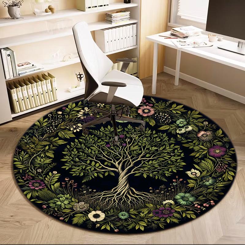 1Pc Celtic Tree of Life theme Printed circular carpet, home door mat, outdoor travel protection carpet A16