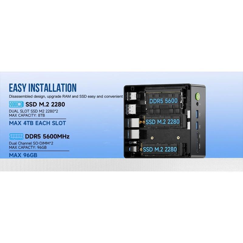 GMKtec K8Plus Mini-PC AMD R7-8845HS Window11 Pro AMD Radeon™ 780M Oculink PCIE*4 DDR5 5600MHz SSD Wifi 6 Desktop-Gaming-Computer