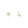 925 Sterling Silver 14K Gold Plating Sun Moon Asymmetrical Stud Earrings Women Exquisite Sweet Student Jewelry Girlfriend Gift