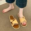 Fashion Summer 2025 Fashionable Minimalist Korean Style Beach Shoes Universal Flat Bottom Toe Post Thong Slippers Leisure Rubber Sole