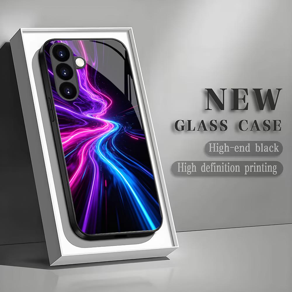 Artistic abstract tempered glass phone case suitable for Samsung GalaxyS26 S25 S24 S23 S22 S20FE/Ultra/Plus anti drop back cover