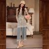 Women's Lace Blouse and Capri Denim Set
