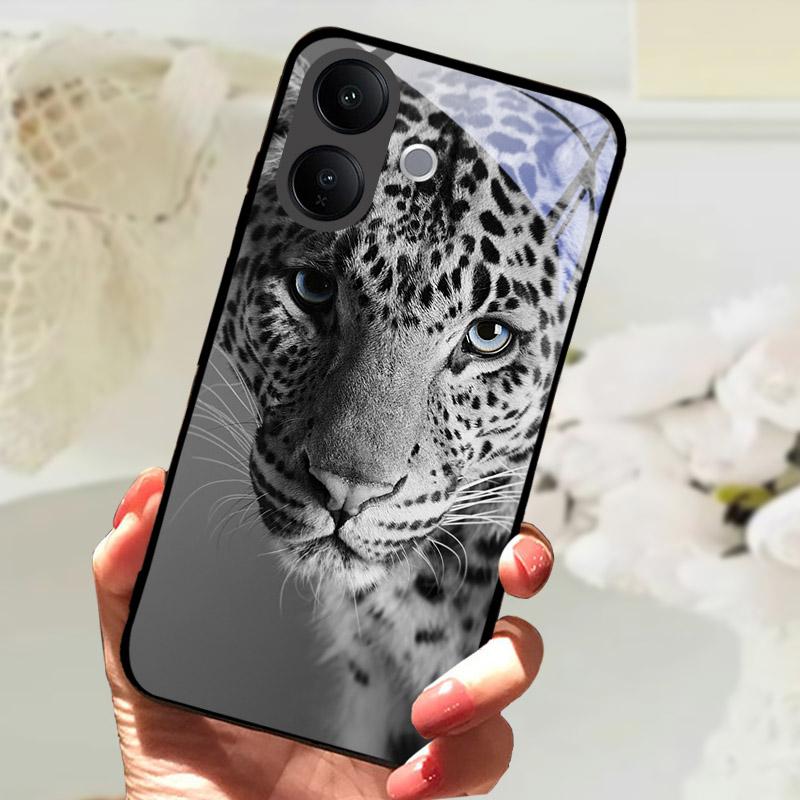 Hartowane Szklane Etui Na Telefon VIVO V60 Lite V60Lite Pokrowiec Fajne Malowany Wilk Lew Odporne Na Wstrząsy Etui Na Vivo V 60 Lite Obudowa Funda