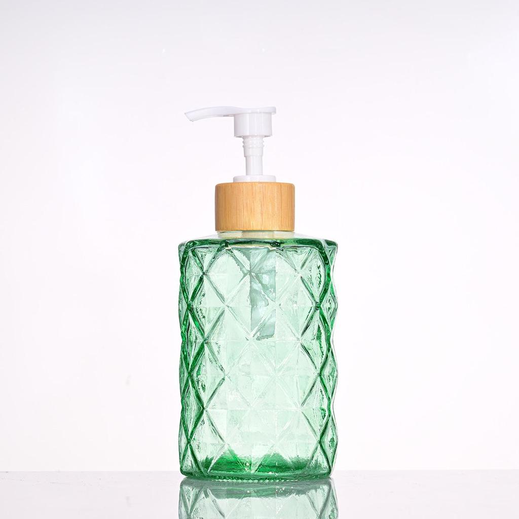 Rhombus Glass Soap, Shampoo & Lotion Dispenser Bottle - Press-Type Refillable