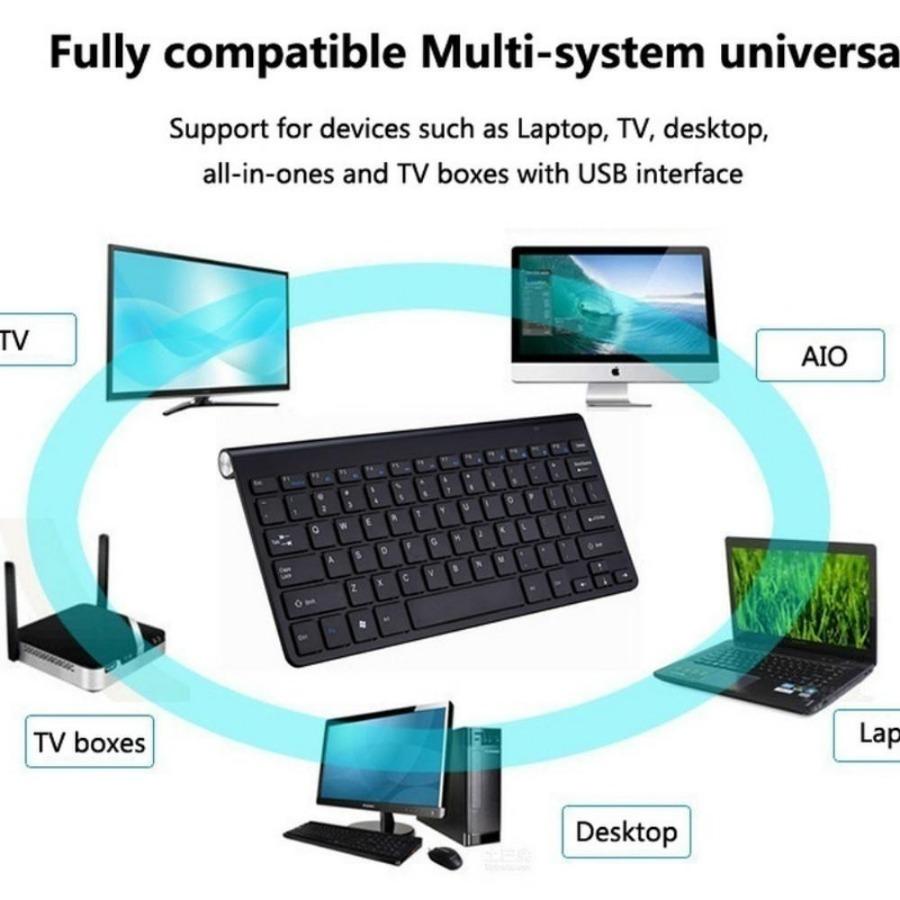 2pcs/Set Wireless Keyboard + Mouse Mini Multimedia Keyboard Mouse Kit