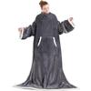 Hooded Super Large Flannel TV Blanket - Wearable, Warm, & Thick Lambswool Cold Protection for Lazy Days