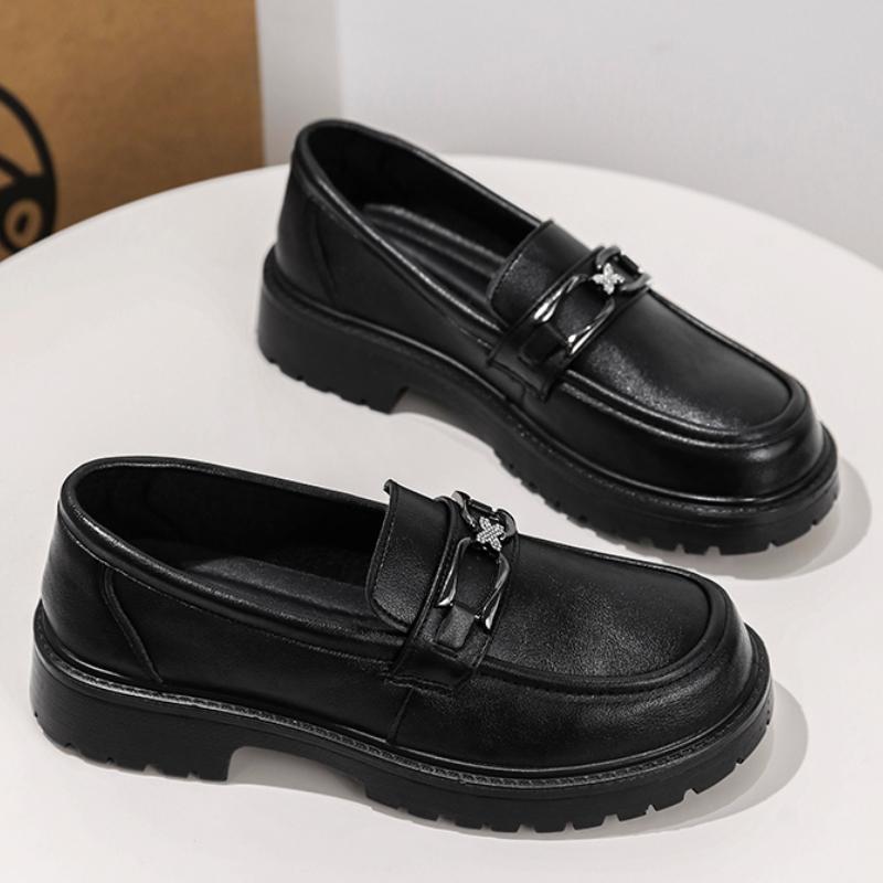 Student Happy Shoes 2024 Spring New Fashionable Casual Walking Shoes Trendy Black Round Head Thick Bottom Low Top Women's Shoes