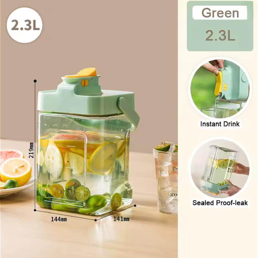 

2.3 л Бутылка для воды в холодильник с краном Большой емкости Бутылка для холодных напитков для домашнего использования Чайник для холодной воды Ведро для сока 2.3L зелёный