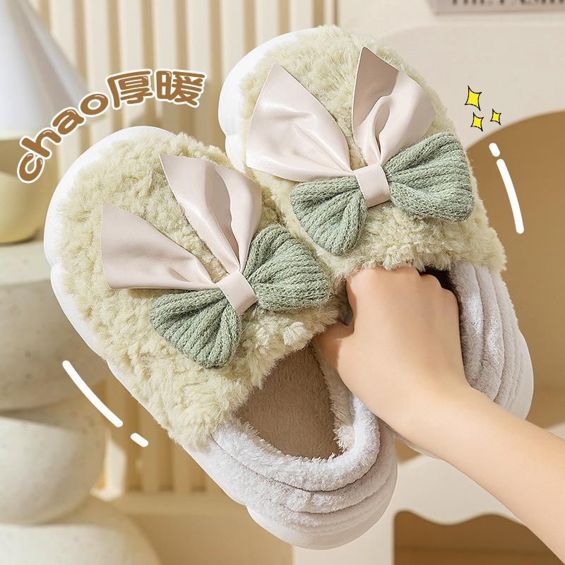 High Bag Heel Cotton Slippers Women's Winter New Snow Boots Fleece Thickened Bottom Non-slip Plush Cotton Shoes Women's Outer Wear