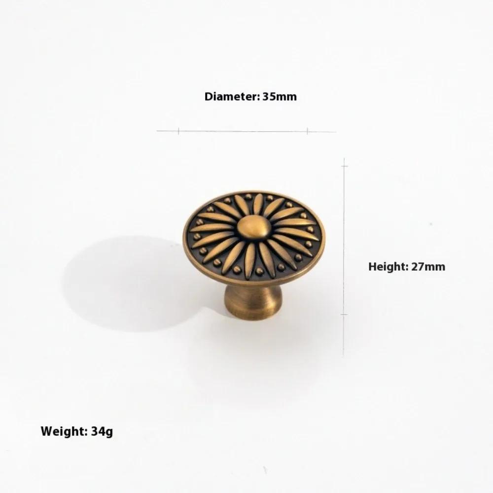 1Pcs New Single Hole Antique Drawer Knob Vintage Multi-size Cabinet Handle Round Luxury Door Handle Pulls Furniture Accessory