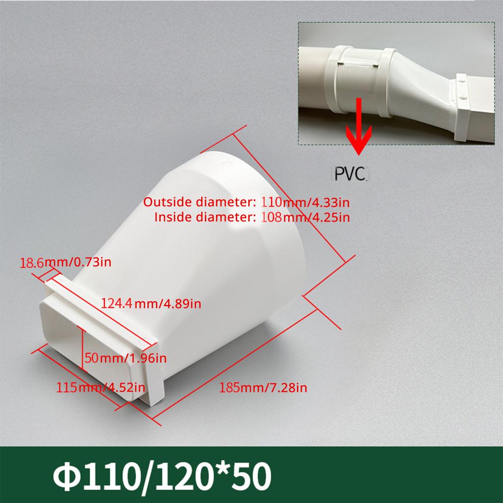 Flat Plastic Ducting Adaptor To Round Transformer Dryer Vent Hose Adapter Ventilation Duct Converter Easy To Use