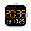 LED Wall Clock with Remote Control; Multi Functional Display Including Temperature and Countdown Features for Everyday Use