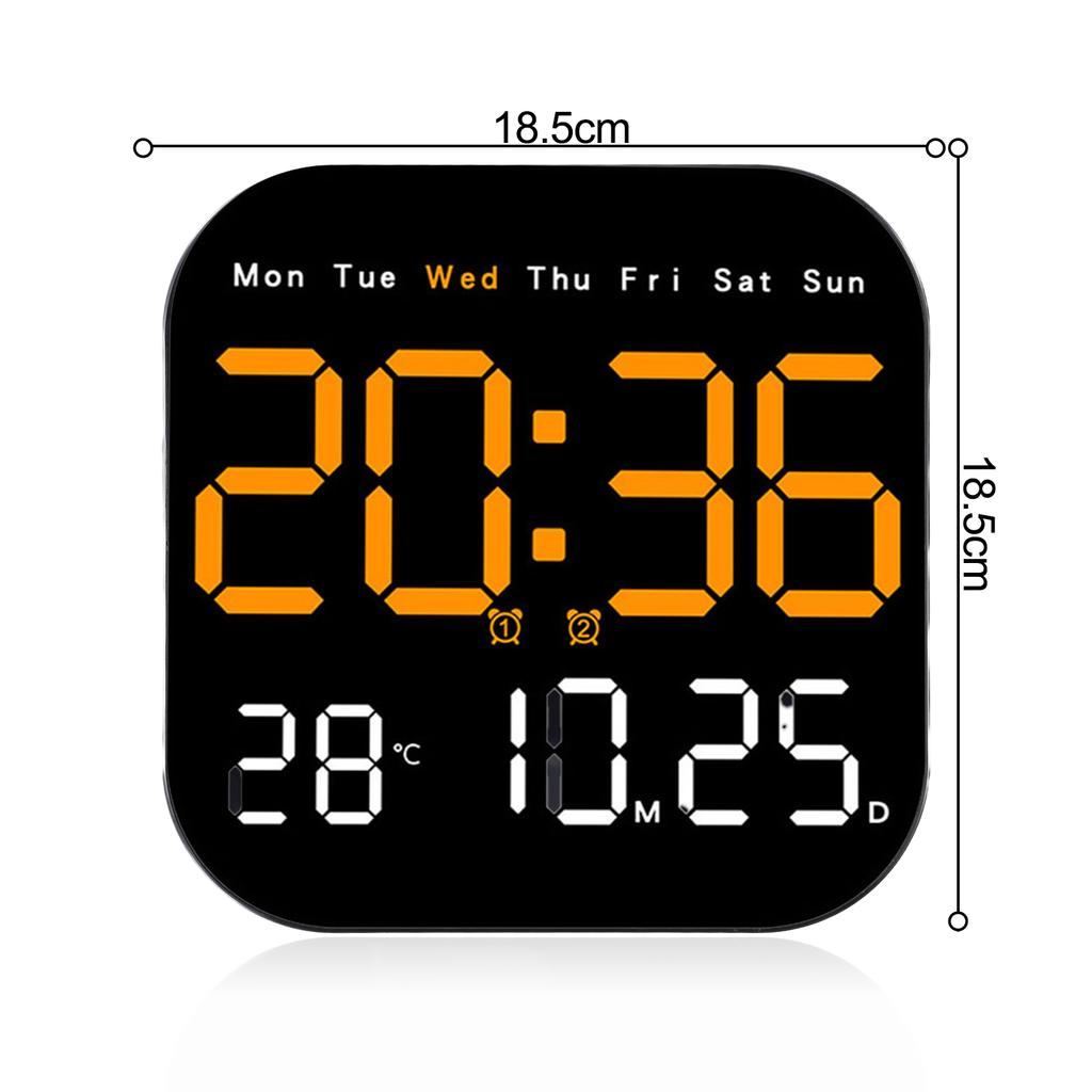 LED Wall Clock with Remote Control; Multi Functional Display Including Temperature and Countdown Features for Everyday Use