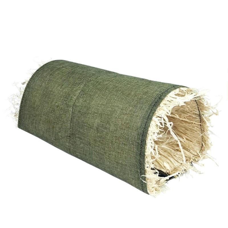 Natural Grass Filled Rabbit Tunnel Toy Cotton Linen Fabric Hideouts Cave for Small Pet Comfort Fun Burrowing Exploration