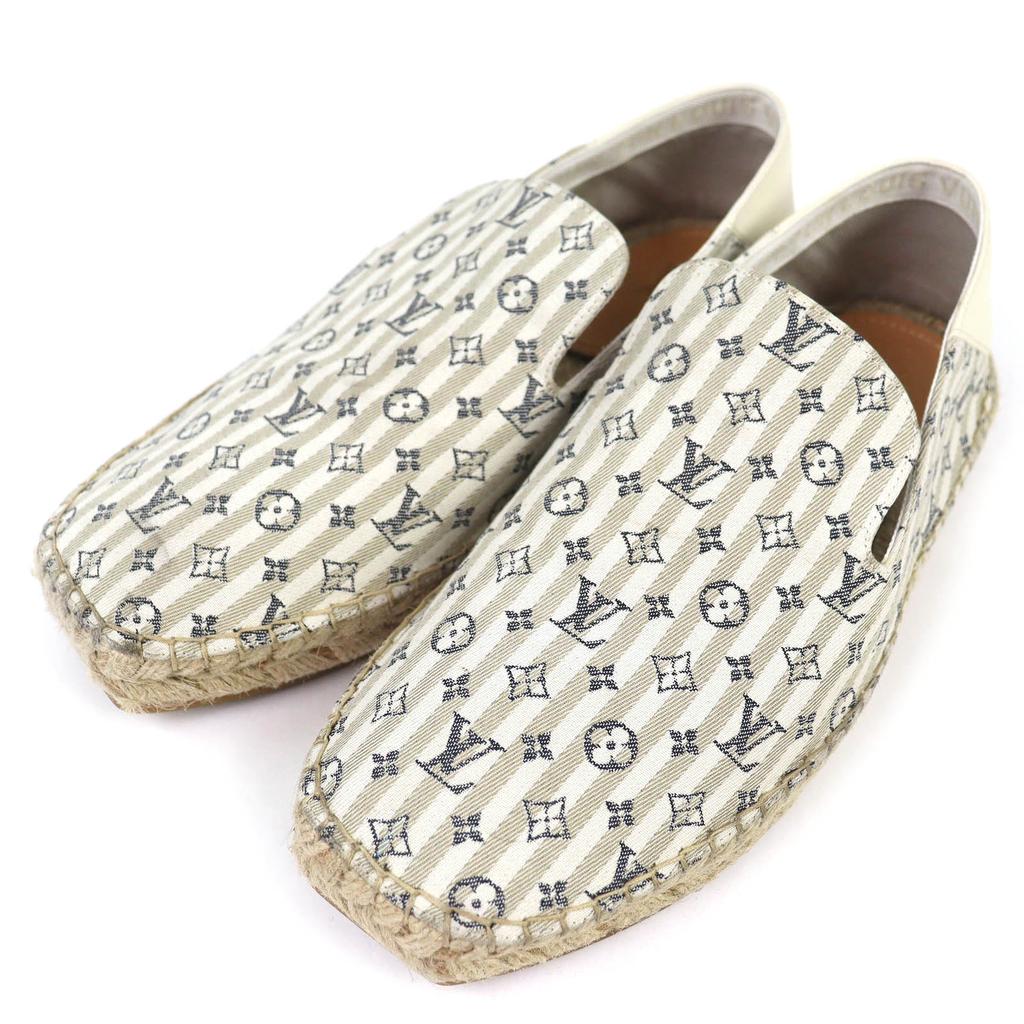 Excellent LOUIS VUITTON Monogram Espadrille Slip-on Flat Shoes Sandals 5.5 Used