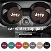 2 Pack Easy Clean Car Cup Coasters Non-Slip Suede Leather Mat for Renegade Wrangler JK JL Grand Cherokee Compass Auto Decor