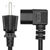 Spare Power Cord for Compatible Consumer Electronics, with a 3-Prong Male End and Left-Angle Three-Slot Female End for Near-Wall Cable Routing