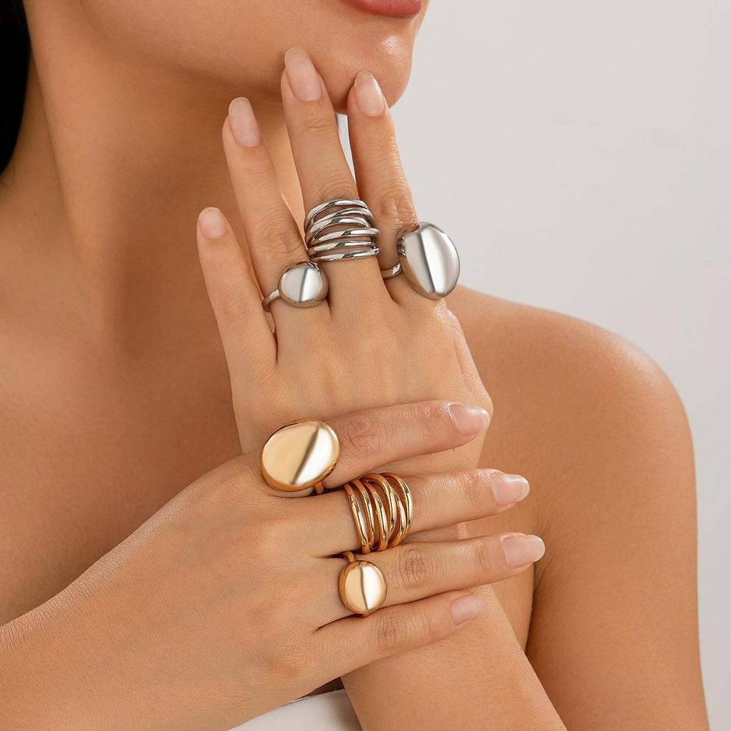 Retro Punk Exaggerated Open Finger Rings for Women Men Geometric Gold Silver Color Knuckle Joint Ring Set 2025 New Jewelry Accessories